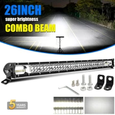 Dual-Row 26inch LED Light Bar Flood Spot Combo Offroad Driving 4X4 Truck 28"Slim