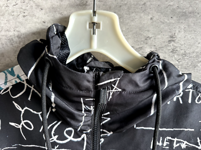 Members Only Jean Michel Basquiat Zip Windbreaker Hooded Black