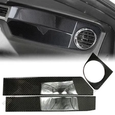 3Pcs Real Carbon Fiber Interior Co-pilot Dash Air Vent Trim Fits 10-14 Mustang