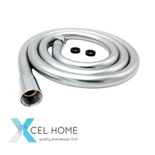 1.2M Silver PVC Shower Hose with Chrome Finish - Durable Flexible, WRAS Approved