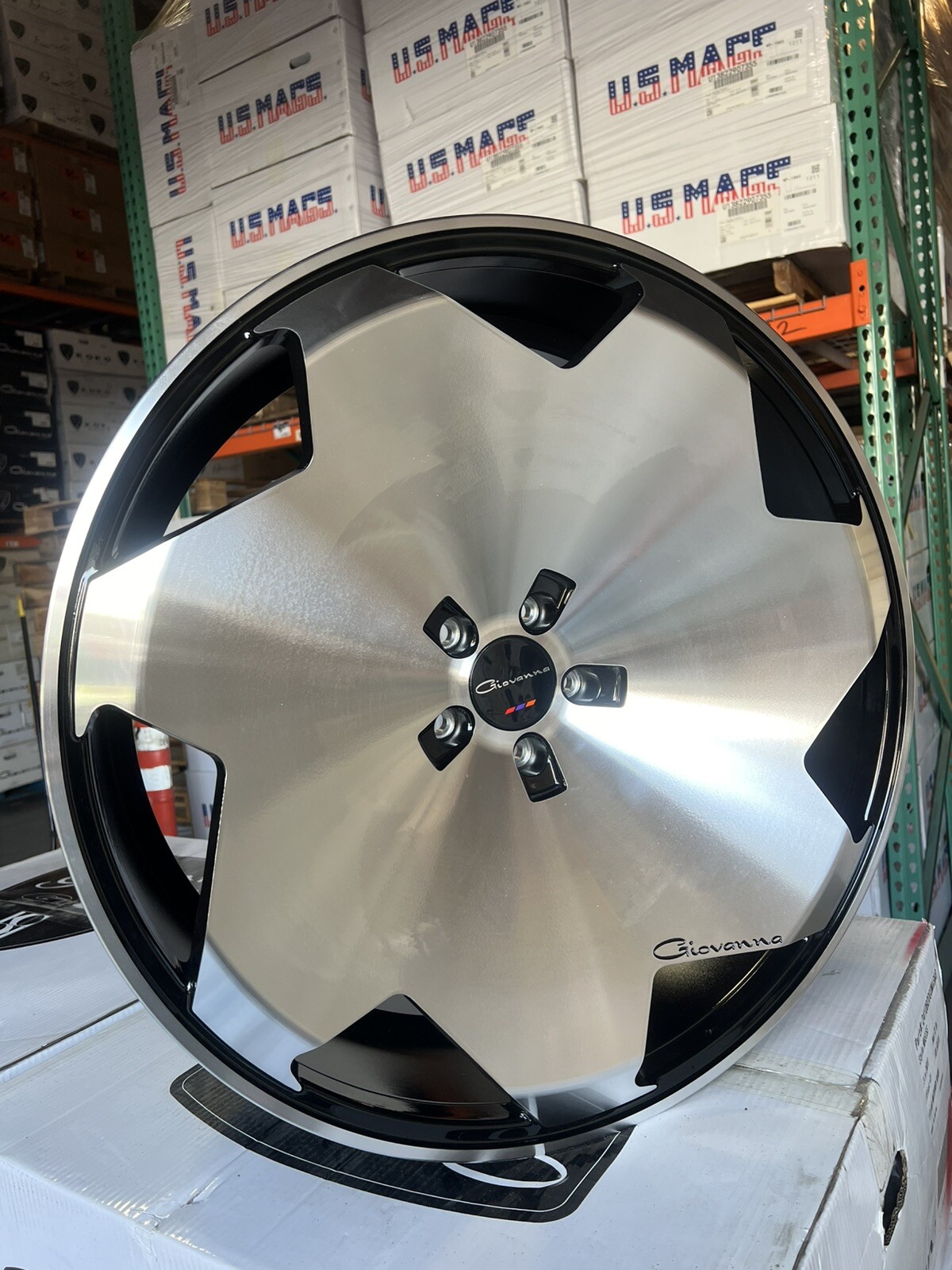 (4) 24X10 GIOVANNA MASIS MACHINE BLACK RIMS (5X120) X6 TESLA CAMARO ROLLS ROYCE