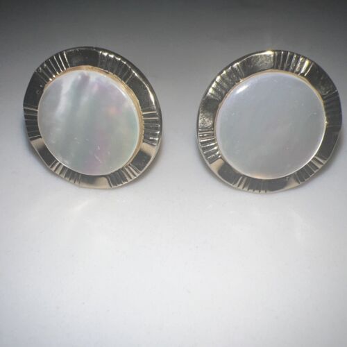 Mens MOTHER of PEARL CUFFLINKS Costume Vintage Je… - image 1