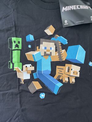 Licensed Minecraft STEVE Creeper DUCK Pig Shirt Adult Unisex XL Black