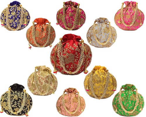 Potli Bag For Women Ethnic Designer Embroidery Work Batwa Pearls Handle 20 PC - Picture 3 of 8