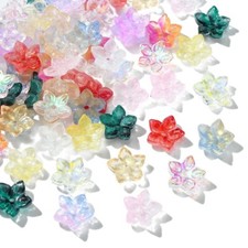 100Pcs Glass Flower Bead Caps Crystal Beads Floral Bead Charm for Jewelry Making