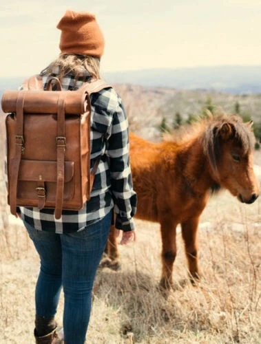 Goatskin Rucksack Bag Backpack Original Vintage New Brown Travel Mens ...
