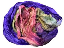 Recycled Sari Silk Ribbon Yarn -Blue, Green, Pink Shaded -50 GMS - Boho Ribbon