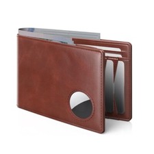 Men Wallet Compatible with Airtag Genuine Leather Bifold Wallet for Air Tag Gift
