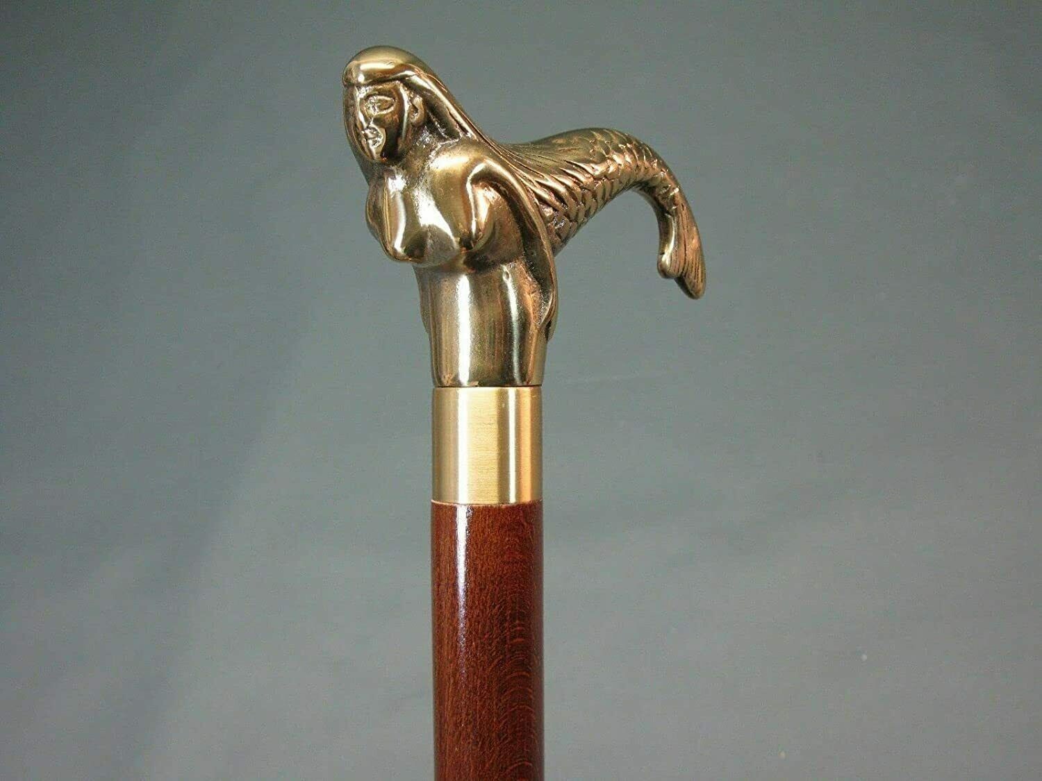 Vintage Solid Brass Head Cane Handle Walking Stic… - image 6