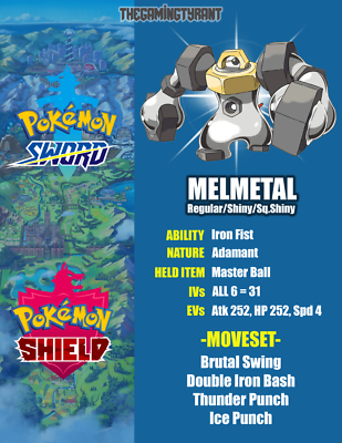 Pokemon Sword and Shield Melmetal 6IV│Regular•Shiny•Sq.Shiny│