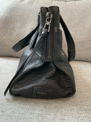 Botkier Black Pebbled Leather Purse Bag Satchel Multi Pocket 12x11x3.5” - Picture 4 of 12