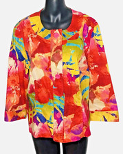 Coldwater Creek Jacket Button Up Bright Floral Print Size XL