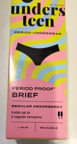 NIB 2X Unders Teen Black Period Underwear Regular Absorbency Briefs M Fits sz 12 - Picture 2 of 8