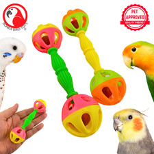 Bonka Bird Toys 2069 Pk2 Birdie Barbell Rattle Foot Talon Parrot Cage Toy Pet