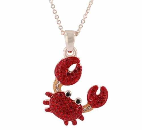 Crystal Kingdom Red Crab Pendant Necklace 15-17" Chain in Jewelry Box Brand New
