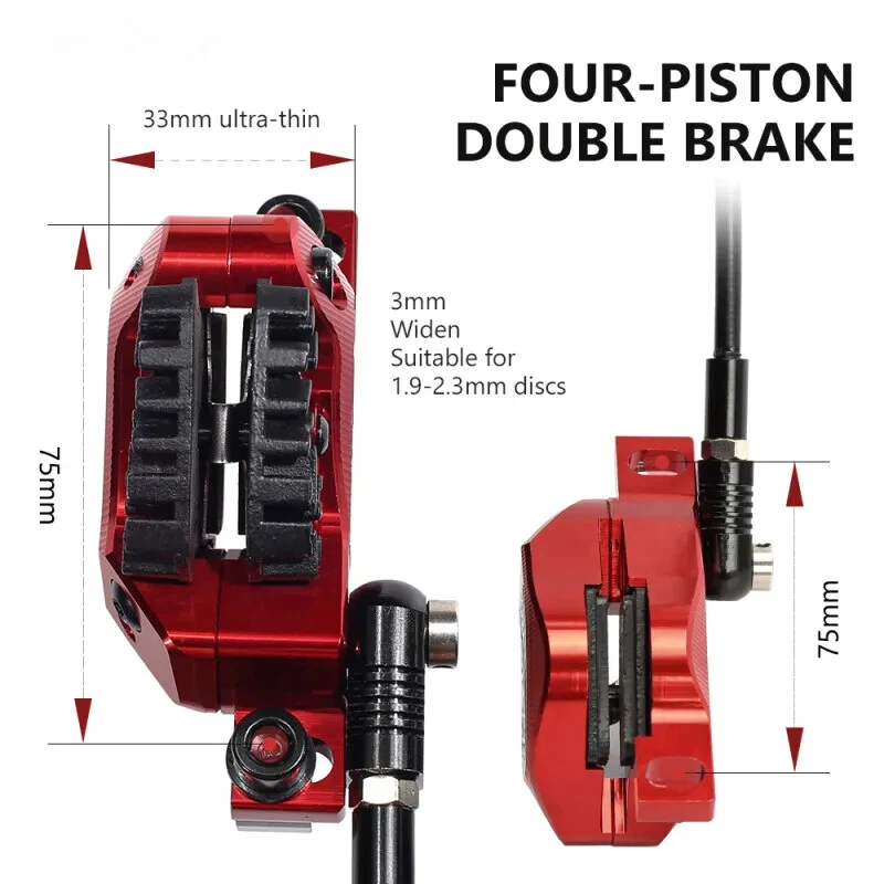 Freio a disco hidráulico de bicicleta MTB de 4 pistões 140/160/180/203 mm rotor freios a tubo de óleo - Imagem 4 de 4