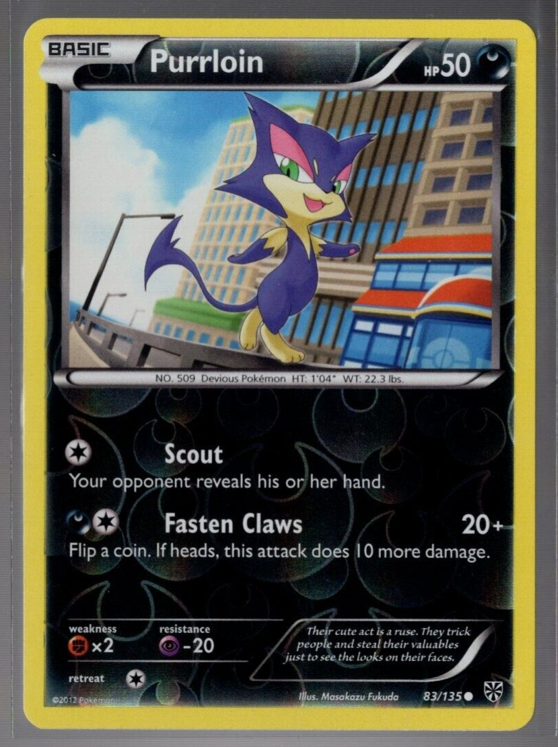 Purrloin 83/135 Reverse Holo Common Plasma Storm Pokemon TCG Near Mint