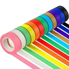 Guirnd 12PCS Colored Masking Tape, Kids Art Supplies, DIY Craft Tape.