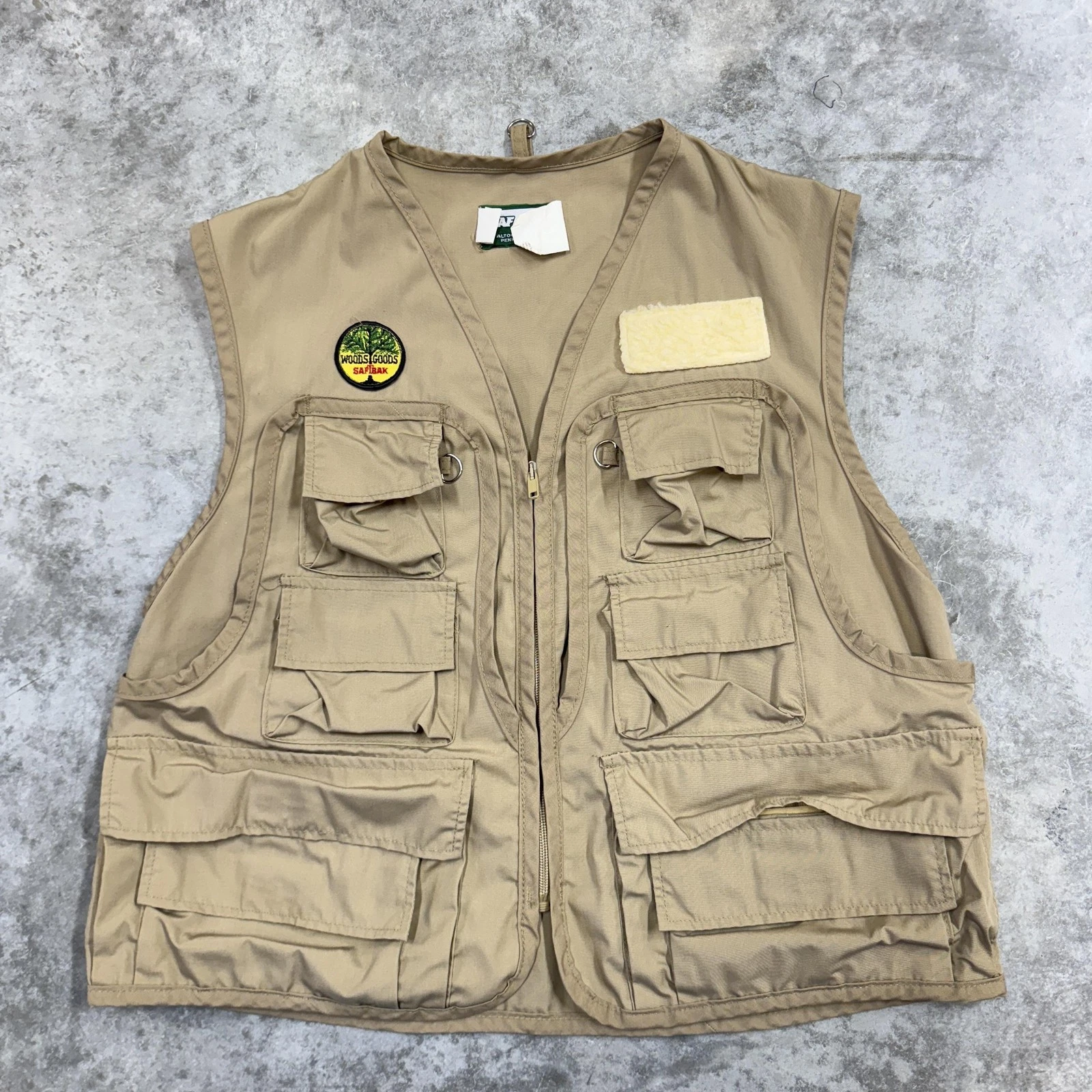 Vintage Saf Bak Vest Mens Large Tan Fishing Hunting Safari Multi Pocket 90s