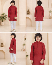 Boys Cotton Kurta Pajama Set for Diwali, Eid, Wedding Family Functions Wear