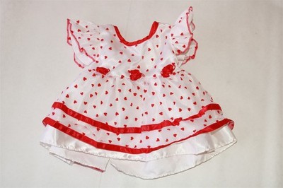 BUILD A BEAR WORKSHOP BAB - White Red Heart & Rose Dress