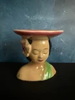 VINTAGE LADY HEAD VASE SHAWNEE MADE IN USA HAWAIIAN GIRL WITH HIBISCUS 6”