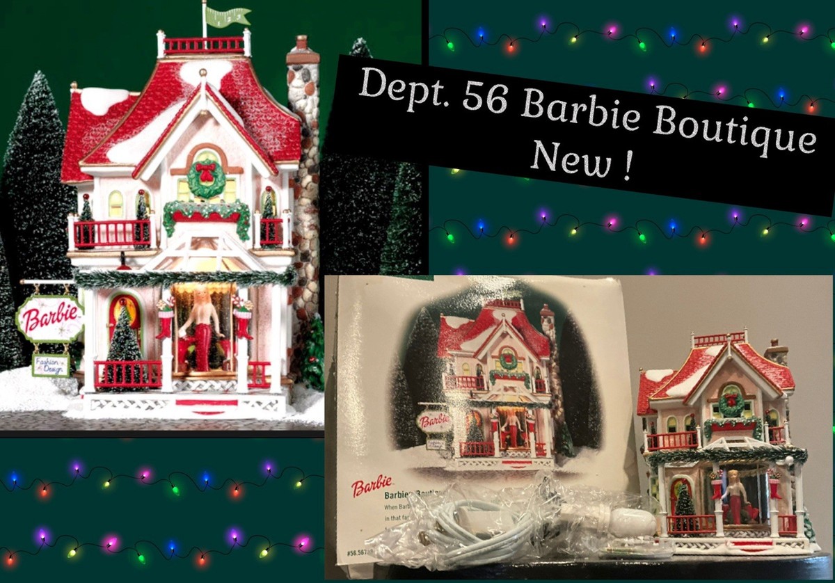 Dept 56 North Pole Series Barbie Boutique Lighted XMAS Village