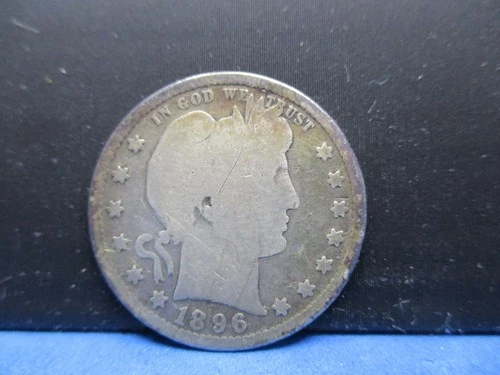 key date 1896 S Barber Quarter Good condition Silver 25c Coin