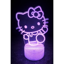 Kitty Cartoon Kawaii 3D LED Acrylic Night Light Touch Sensor 7 Color 7.5  
