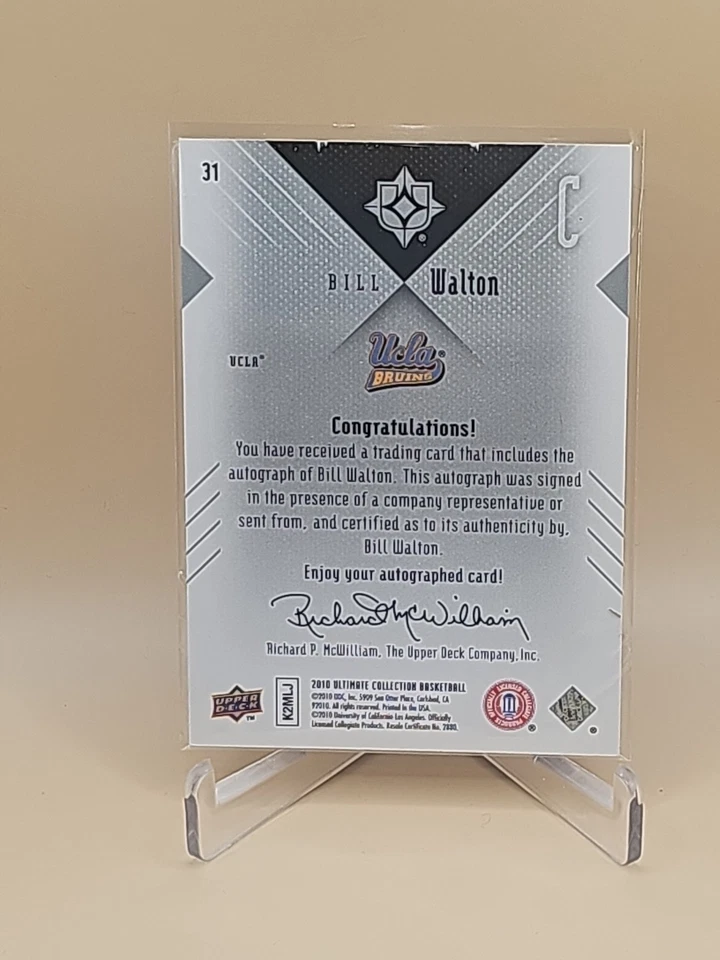 Bill Walton 2010 Upper Deck Ultimate Collection Legends Auto SSP RARE - Image 2 of 2