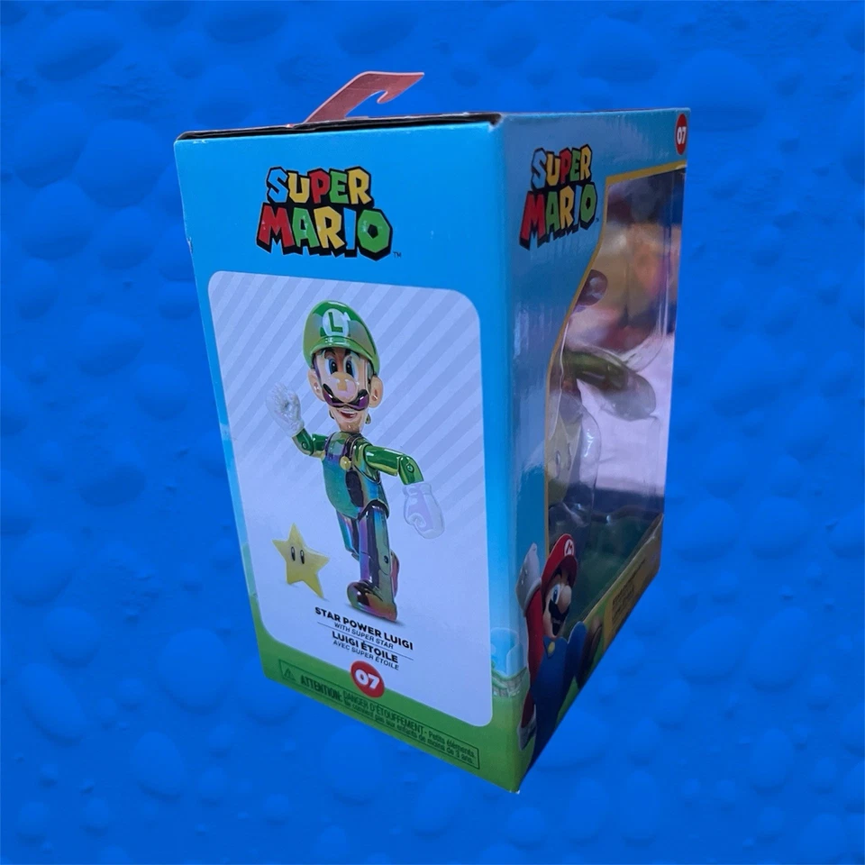 Novo boneco lacrado Super Mario Bros Luigi com Star Power 07 Nintendo JAKKS - Imagem 2 de 4