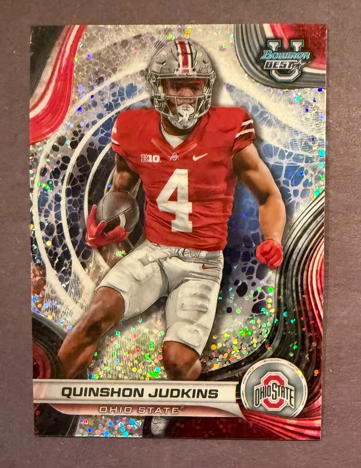 2024 Quinshon Judkins (Ohio State) Bowman's Best Univ. Speckle Refractor #74