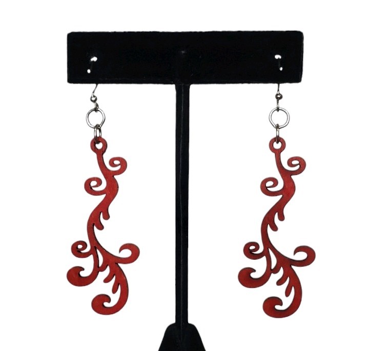 Estate Unsigned Red Falling Vine Lightweight Lase… - image 5