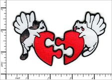 15 Pair 30 Pcs Embroidered Iron on patches Valentines Loving Heart Cat AP036cP