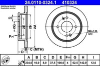 2X ATE Bremsscheibe 24.0110-0324.1 FüR Hyundai KIA