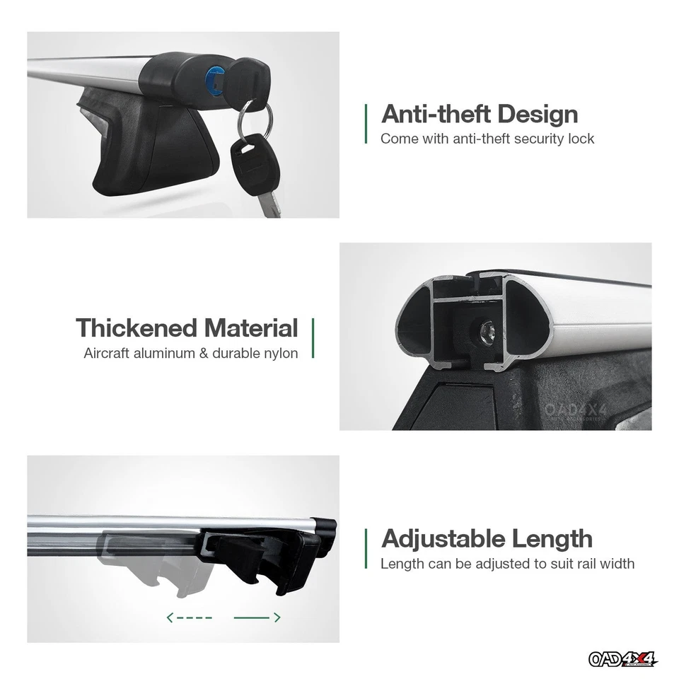 1 Pair Aluminum Cross Bar for KIA Grand Carnival 1999-2006 with Raised Roof Rail - image 2 of 4