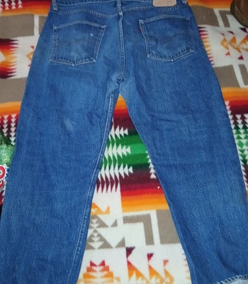 Vintage Levi s Big E Men s 501  Button Fly Jeans Size Double Sided Tag Salvage 