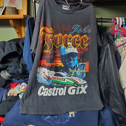 Vintage 90s Oneita Power-Pro John Force AOP Rap Style Racing Tshirt Large