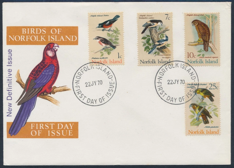 1970-1971 NORFOLK ISLAND BIRDS CONJUNTO DE 4x FDCS Foto 3 de 4
