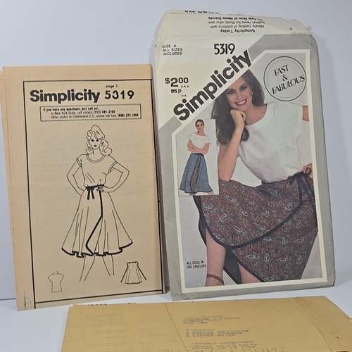 1980's Simplicity 5319 Misses Reversible Wrap Skirt + Top Pattern sz 6-20 UNCUT - Picture 3 of 5