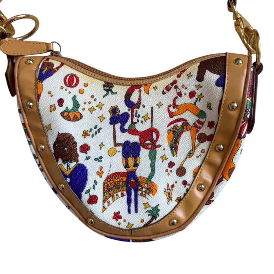 Bolso de Hombro Cartera Piero Guidi Magic Circus Media Luna en Blanco USADO Buen Estado Foto 4 de 4