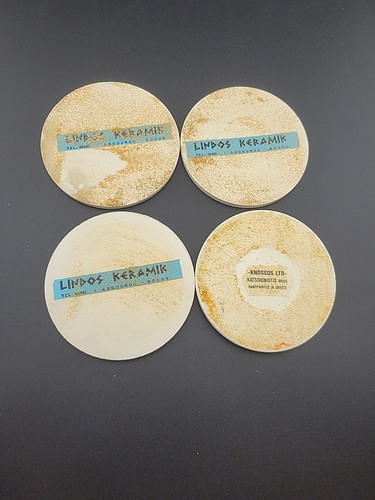 Set of 4 VINTAGE GREEK Folk Art Enamel COASTERS Greece 1970s - Picture 6 of 8