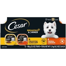 Wet Dog Food Variety Pack Tray Breakfast and Dinner Classic Loaf in Sauce 12