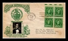DR JIM STAMPS US COVER STEPHEN C FOSTER FAMOUS AMERICANS FDC BLOCK CROSBY PHOTO