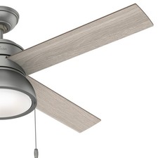 Hunter Fan 52 inch Matte Silver Ceiling Fan with Light and Pull Chain Indoor
