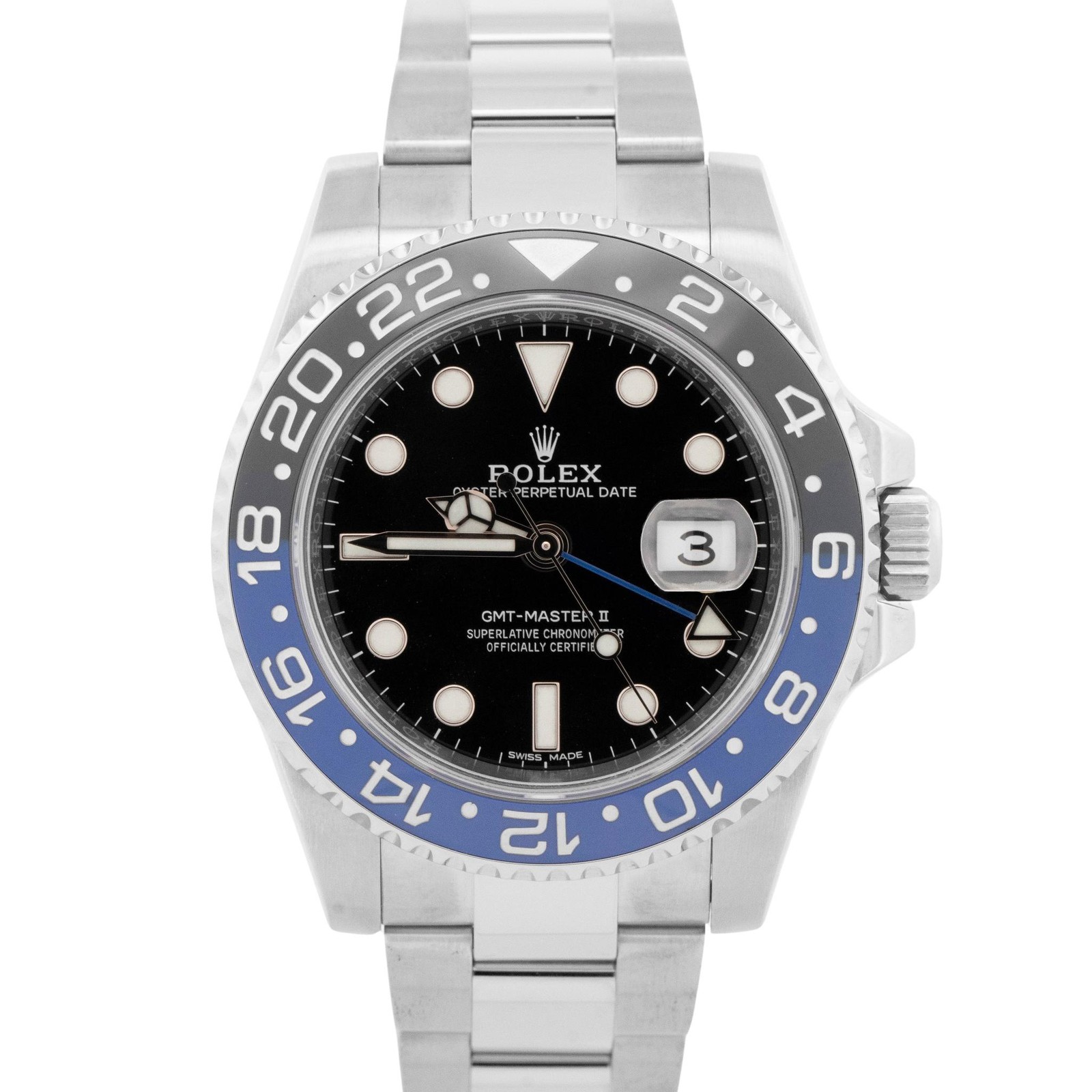 Rolex GMT-Master II BATMAN Stainless Steel Blue Black OYSTER 40mm 116710 BLNR