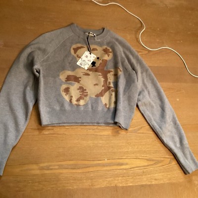 Hippie Rose Junior Women s XS Grey Bear Long Sleeve Sweater NEW