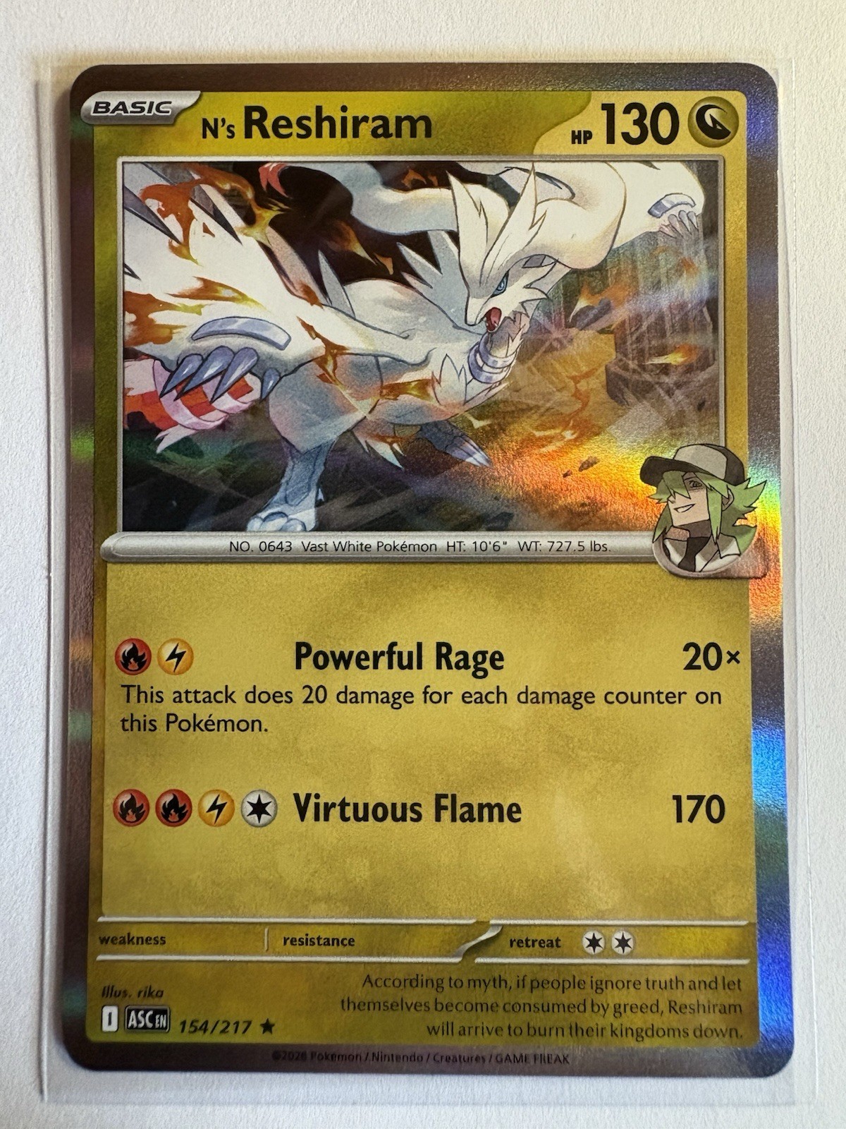 N's Reshiram 154/217 Rare ME: Ascended Heroes Pokemon Holo Near Mint