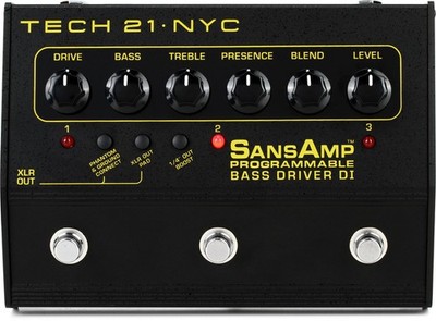 Tech 21 SansAmp Bass Driver DI Distortion Guitar Effect Pedal for