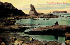 Posted 1910 View Of Finger Rock In Oregon Coast OR Antique Postcard